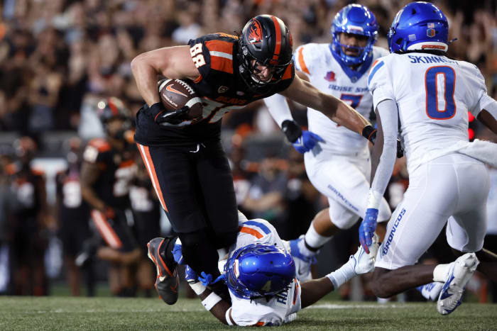 Luke Musgrave was selected by the Packers in the second round of the NFL draft.